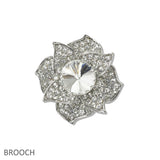108388, FLORAL CRYSTAL RHINESTONE BROOCH PIN