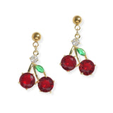 107569, CHERRY RHINESTONE CHARM STAINLESS STEEL DANGLE EARRING