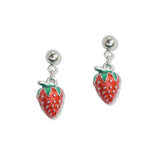 107575, DAINTY STRAWBERRY STAINLESS STEEL DANGLE EARRING