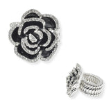 107230, ROSE FLOWER CRYSTAL RHINESTONE STRETCH RING