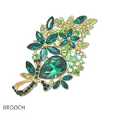 108051, FLOWER LEAF RHINESTONE BROOCH PIN