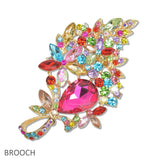 108050, FLOWER LEAF RHINESTONE BROOCH PIN