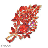 108051, FLOWER LEAF RHINESTONE BROOCH PIN