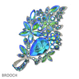 108051, FLOWER LEAF RHINESTONE BROOCH PIN