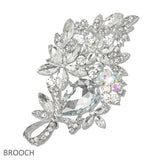 108050, FLOWER LEAF RHINESTONE BROOCH PIN