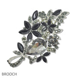 108050, FLOWER LEAF RHINESTONE BROOCH PIN