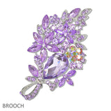 108051, FLOWER LEAF RHINESTONE BROOCH PIN