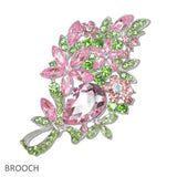 108052, FLOWER LEAF RHINESTONE BROOCH PIN