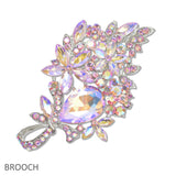 108051, FLOWER LEAF RHINESTONE BROOCH PIN