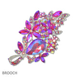 108051, FLOWER LEAF RHINESTONE BROOCH PIN