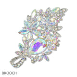 108050, FLOWER LEAF RHINESTONE BROOCH PIN