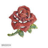 107669, ROSE FLOWER CRYSTAL RHINESTONE BROOCH PIN