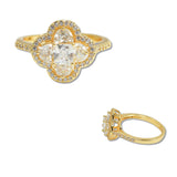 108102, CLOVER MICRO PAVE CUBIC ZIRCONIA ACCENT ADJUSTABLE RING