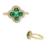 108102, CLOVER MICRO PAVE CUBIC ZIRCONIA ACCENT ADJUSTABLE RING
