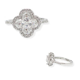 108102, CLOVER MICRO PAVE CUBIC ZIRCONIA ACCENT ADJUSTABLE RING