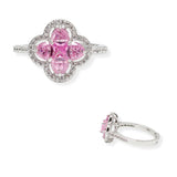 108102, CLOVER MICRO PAVE CUBIC ZIRCONIA ACCENT ADJUSTABLE RING