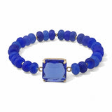 Faceted Square Stone Beaded Stretch Bracelet – Gold/Blue · SB1314CBLU_AVT SB1314 CBLU