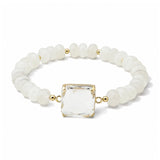 Faceted Square Stone Beaded Stretch Bracelet – Gold/Clear · SB1314CRY_AVT SB1314 CRY
