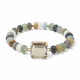 Faceted Square Stone Beaded Stretch Bracelet – Gold/Grey Multi · SB1314GRYMX_AVT SB1314 GRYMX