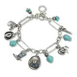 108137, WESTERN COWBOY HAT BOOTS RODEO HORSE CHARM BRACELET