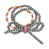 108074, GAME DAY FOOTBALL ACCENT BOW NAVAJO BEADED MULTI LAYERED STRETCH BRACELET