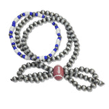 108074, GAME DAY FOOTBALL ACCENT BOW NAVAJO BEADED MULTI LAYERED STRETCH BRACELET