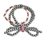 108074, GAME DAY FOOTBALL ACCENT BOW NAVAJO BEADED MULTI LAYERED STRETCH BRACELET