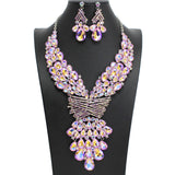 107397, TEARDROP RHINESTONE ACCENT EVENING NECKLACE SET