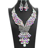 107397, TEARDROP RHINESTONE ACCENT EVENING NECKLACE SET