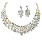 108464, MARQUISE TEARDROP ACCENT RHINESTONE EVENING NECKLACE SET