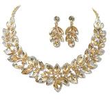 108464, MARQUISE TEARDROP ACCENT RHINESTONE EVENING NECKLACE SET