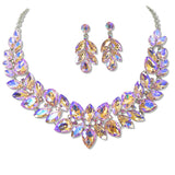 108464, MARQUISE TEARDROP ACCENT RHINESTONE EVENING NECKLACE SET