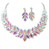 108464, MARQUISE TEARDROP ACCENT RHINESTONE EVENING NECKLACE SET