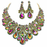 107654, TEARDROP RHINESTONE ACCENT EVENING NECKLACE SET