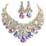 107654, TEARDROP RHINESTONE ACCENT EVENING NECKLACE SET