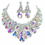 107654, TEARDROP RHINESTONE ACCENT EVENING NECKLACE SET