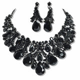 107655, TEARDROP RHINESTONE ACCENT EVENING NECKLACE SET