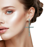 108069, WESTERN CROSS TURQUOISE STONE ACCENT DANGLE EARRING