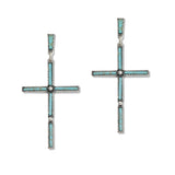 108069, WESTERN CROSS TURQUOISE STONE ACCENT DANGLE EARRING