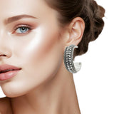 107848, WESTERN TEXTURED ROUND HOOP EARRING