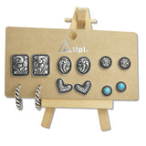 107856, WESTERN THEMED FILIGREE GEOMETRIC HEART 6 PAIR STUD EARRING SET