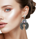 107535, WESTERN SQUASH BLOSSOM RHINESTONE ACCENT DANGLE EARRING
