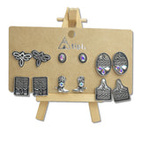 107850, WESTERN THEMED SYMBOL BOOTS 6 PAIR STUD EARRING SET