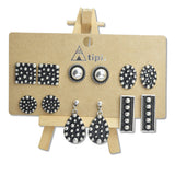 107854, WESTERN GEOMETRIC BALL TEXTURED 6 PAIR STUD EARRING SET