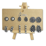 107852, WESTERN BALL TEXTURED 6 PAIR STUD EARRING SET