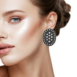 107603, WESTERN BIG OVAL BALL TEXTURED STUD EARRING