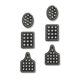 107534, WESTERN GEOMETRIC BALL TEXTURED STUD EARRING SET