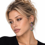 114716, WESTERN GRADUATED HEART RHINESTONE DROP EARRINGS