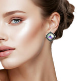 107544, WESTERN SQUARE RHINESTONE ACCENT STUD EARRING