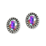 107546, WESTERN OVAL RHINESTONE ACCENT STUD EARRING